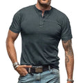 Henley T-shirt met Korte Mouwen voor Heren - Donkergrijs