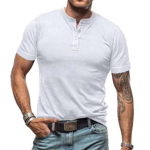 Henley T-shirt met Korte Mouwen voor Heren - Wit
