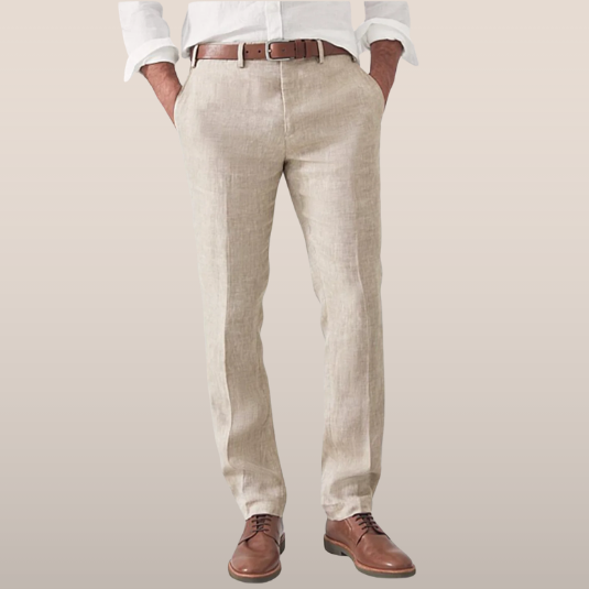 Linnen Regular Fit Pantalon voor Heren
