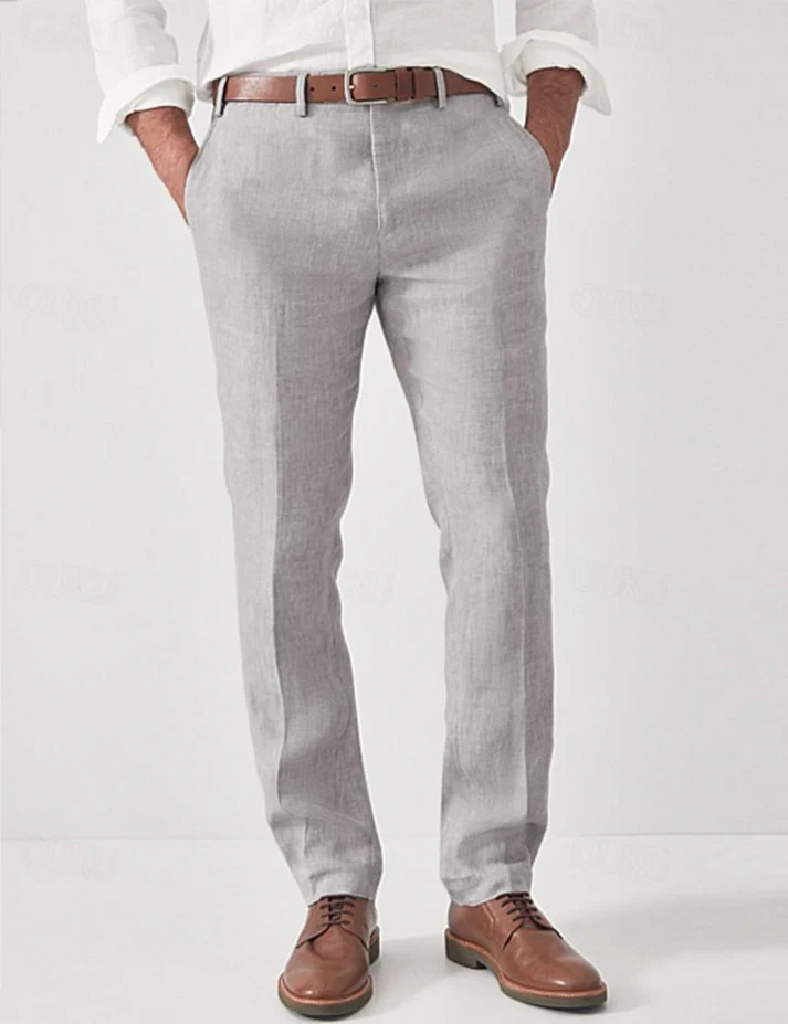 Linnen Regular Fit Pantalon voor Heren