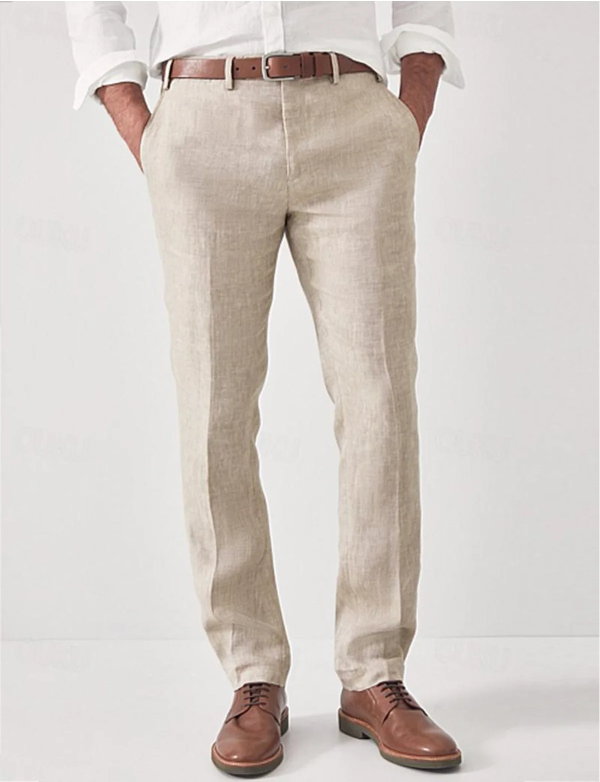 Linnen Regular Fit Pantalon voor Heren