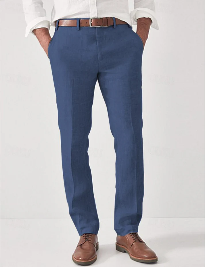 Linnen Regular Fit Pantalon voor Heren