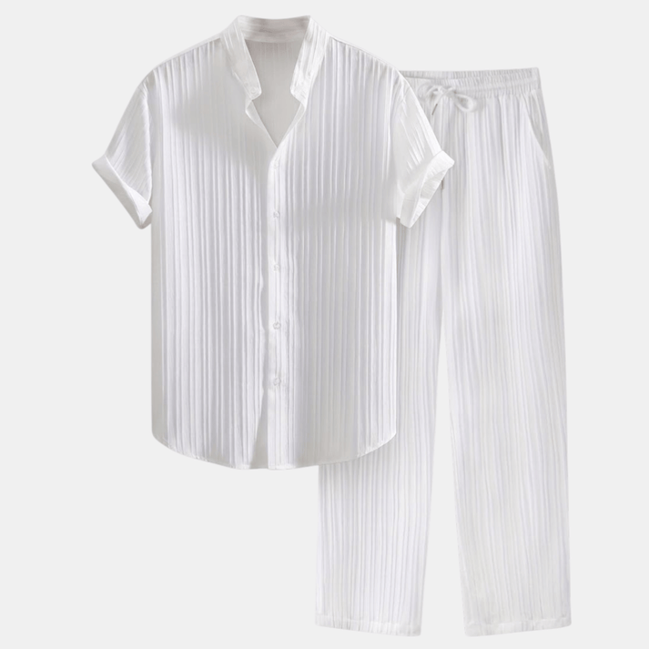 Gestreept Set met Overhemd en Rechte Pantalon voor Heren