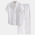 Gestreept Set met Overhemd en Rechte Pantalon voor Heren