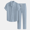 Gestreept Set met Overhemd en Rechte Pantalon voor Heren