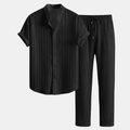 Gestreept Set met Overhemd en Rechte Pantalon voor Heren