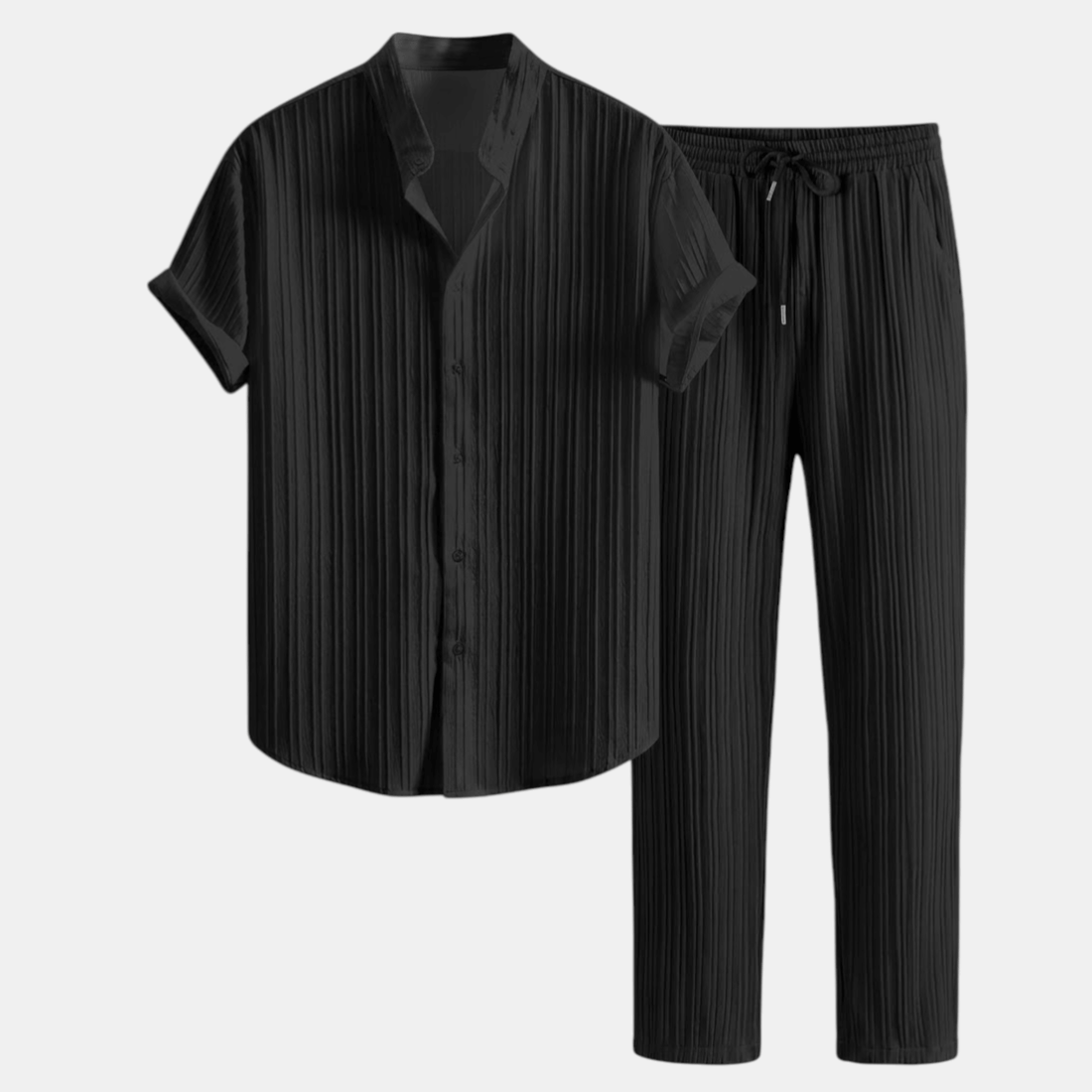 Gestreept Set met Overhemd en Rechte Pantalon voor Heren