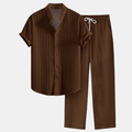 Gestreept Set met Overhemd en Rechte Pantalon voor Heren
