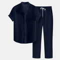 Gestreept Set met Overhemd en Rechte Pantalon voor Heren