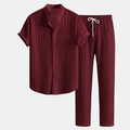 Gestreept Set met Overhemd en Rechte Pantalon voor Heren