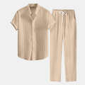 Gestreept Set met Overhemd en Rechte Pantalon voor Heren