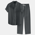 Gestreept Set met Overhemd en Rechte Pantalon voor Heren