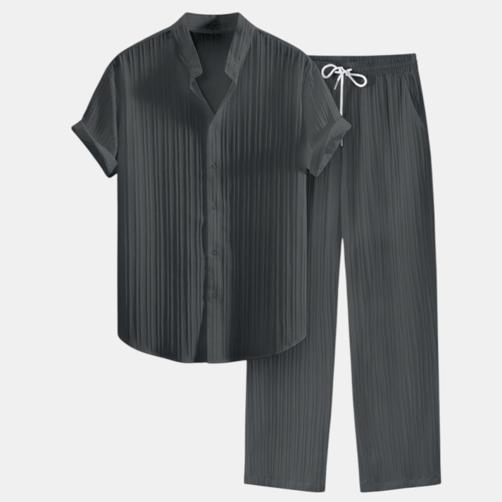 Gestreept Set met Overhemd en Rechte Pantalon voor Heren