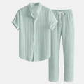 Gestreept Set met Overhemd en Rechte Pantalon voor Heren