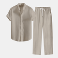Gestreept Set met Overhemd en Rechte Pantalon voor Heren