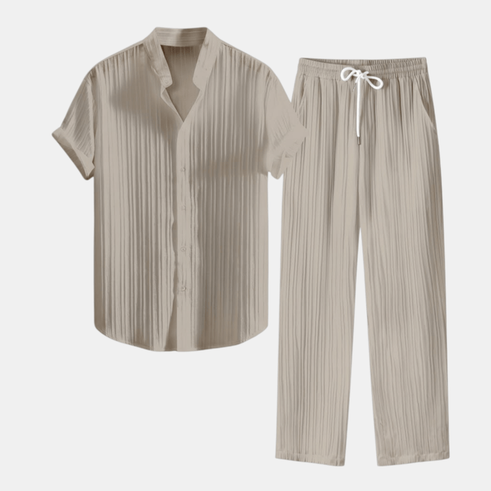 Gestreept Set met Overhemd en Rechte Pantalon voor Heren