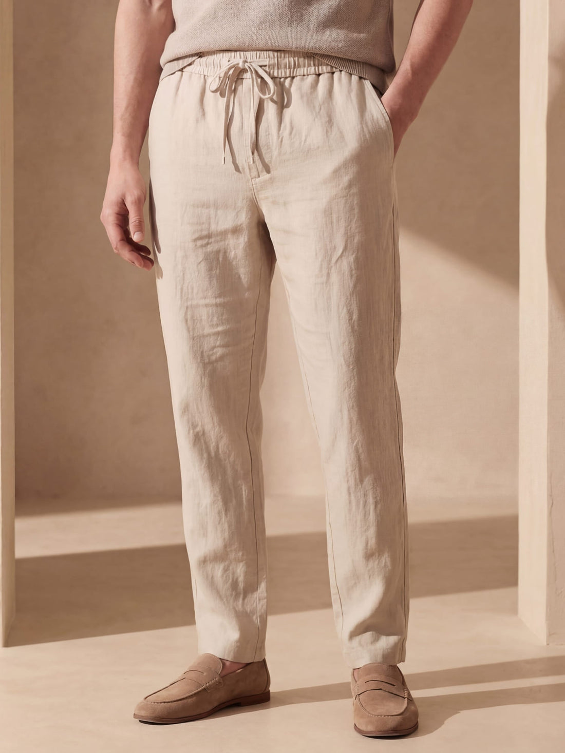 Linnen Rechte Pantalon voor Heren