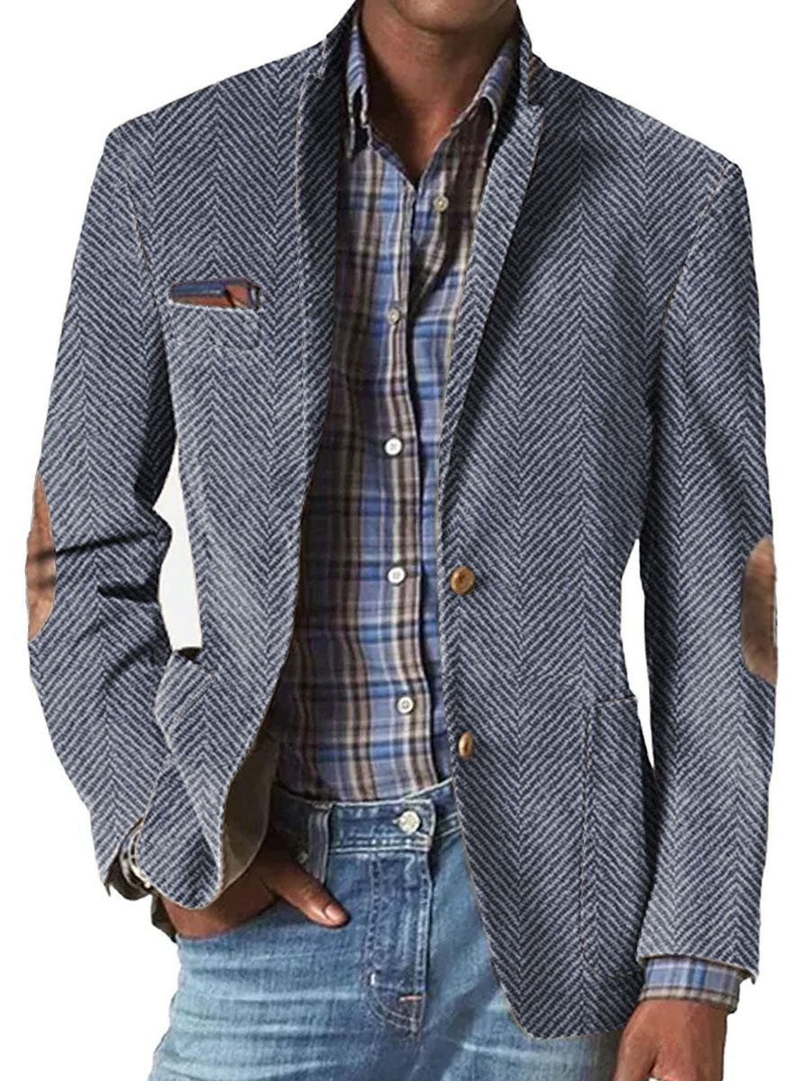 Herringbone Blazer met Opstaande Kraag voor Heren