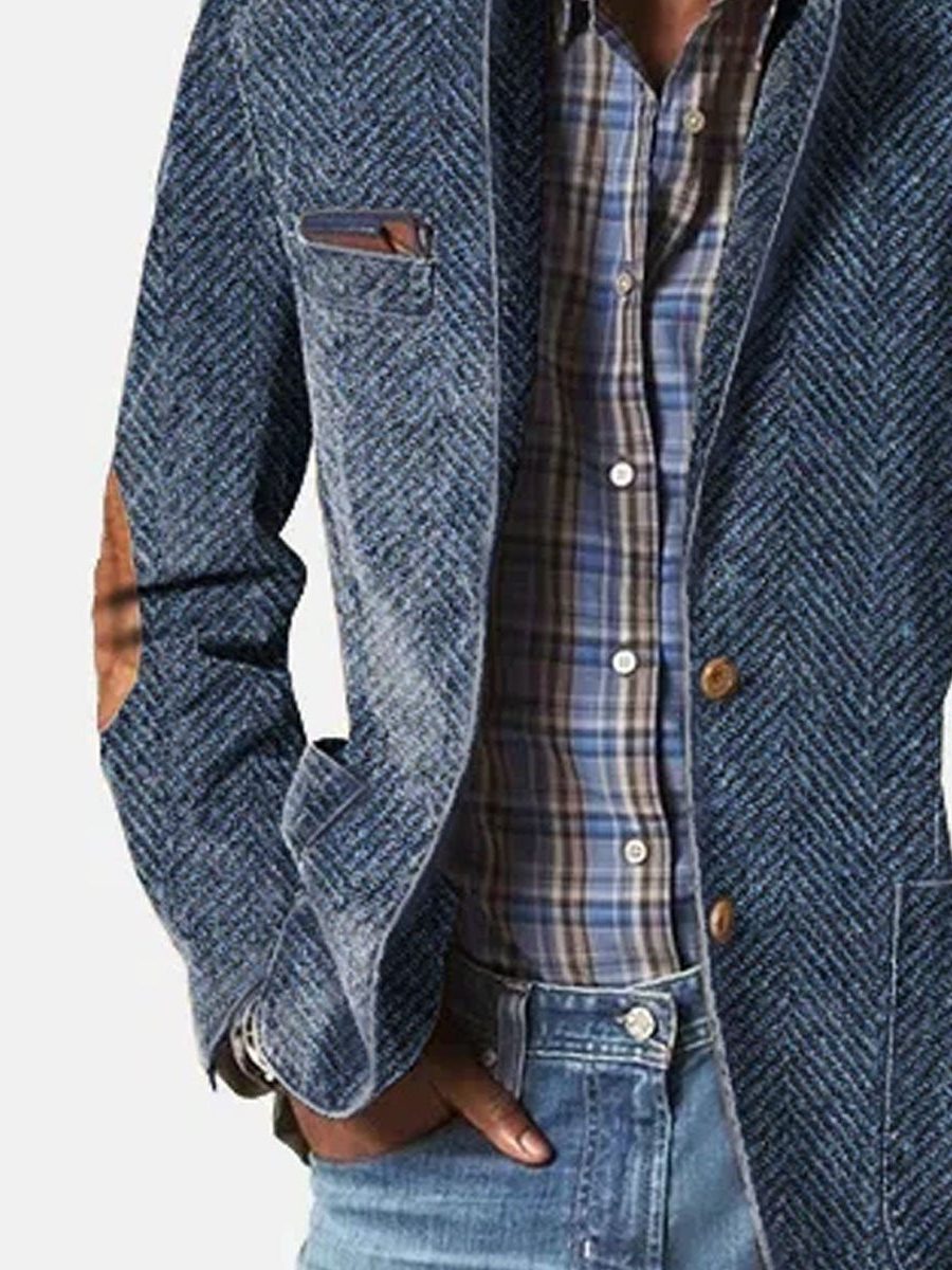 Herringbone Blazer met Opstaande Kraag voor Heren - View 4