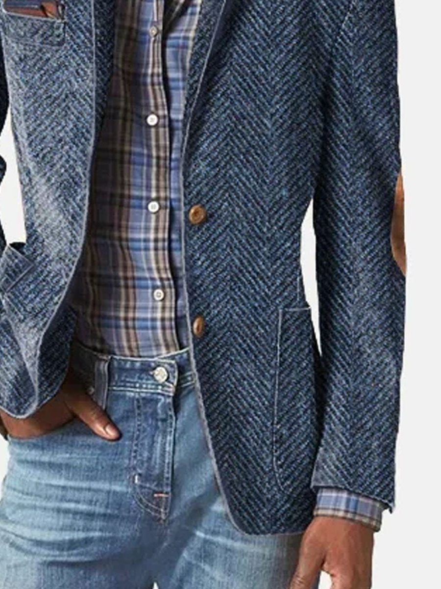 Herringbone Blazer met Opstaande Kraag voor Heren - View 5