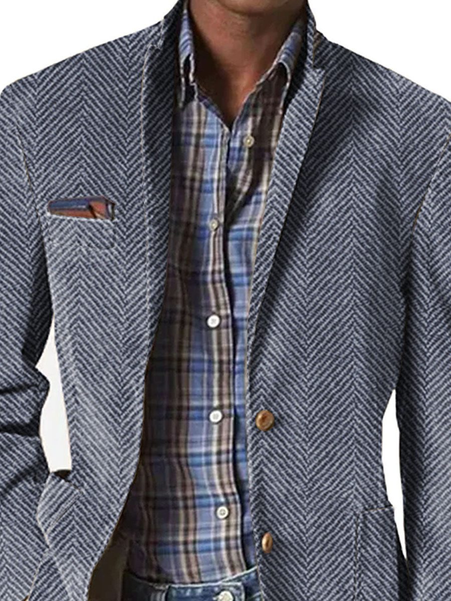 Herringbone Blazer met Opstaande Kraag voor Heren - View 7