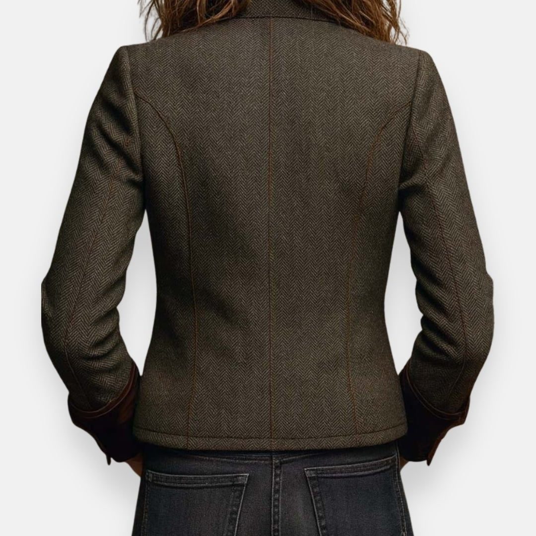 Herringbone Gestructureerde Blazer met Knoopsluiting voor Dames - View 4