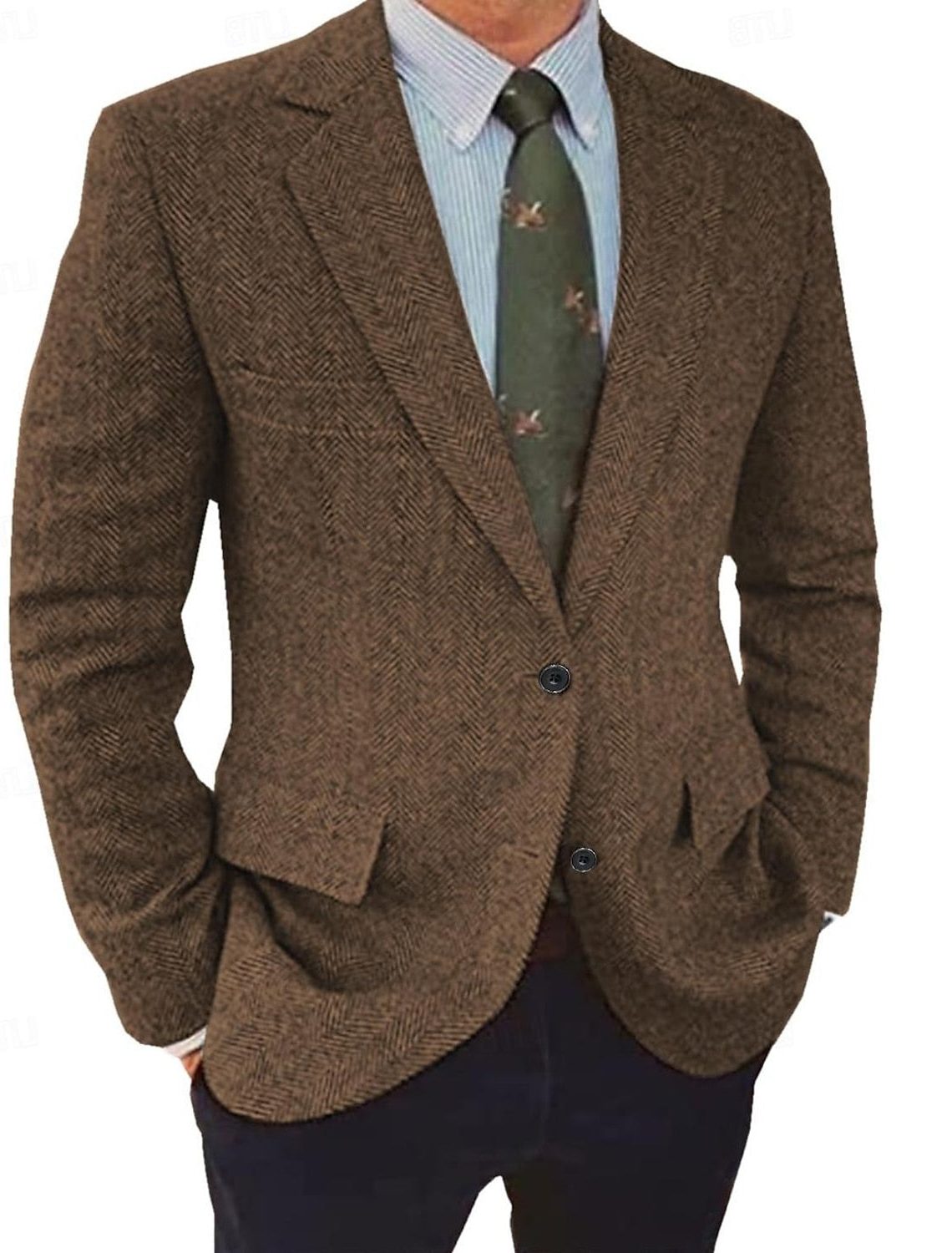 Herringbone Regular Fit Blazer voor Heren
