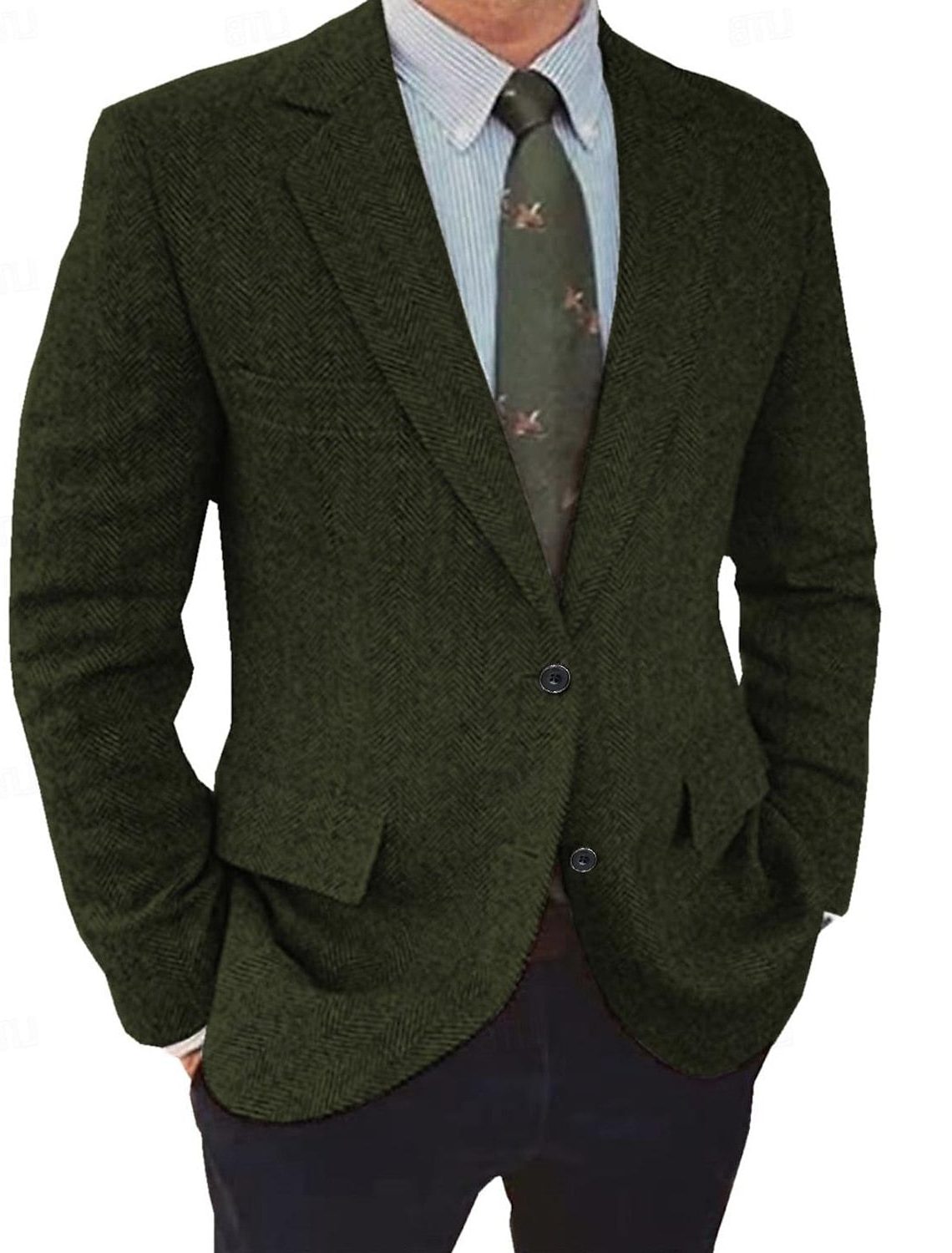Herringbone Regular Fit Blazer voor Heren - Groen
