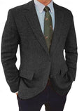 Herringbone Regular Fit Blazer voor Heren - Zwart
