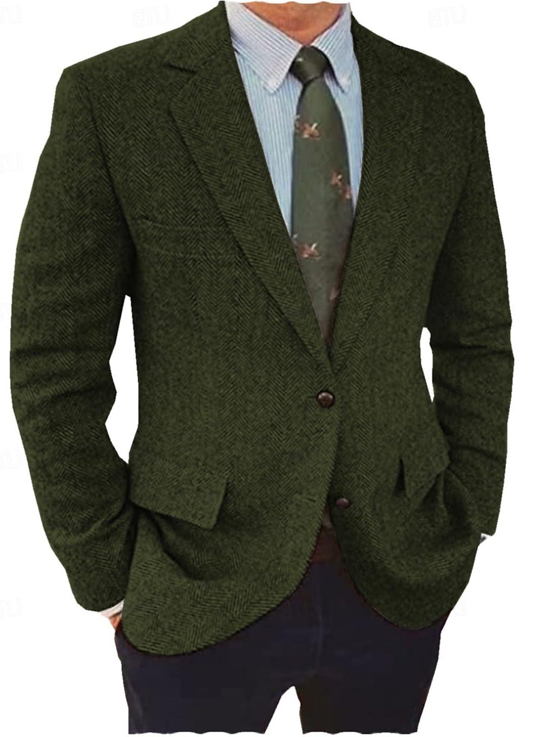 Herringbone Regular Fit Blazer voor Heren - View 4