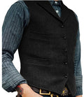 Herringbone Wollen Gilet met Knoopsluiting voor Heren