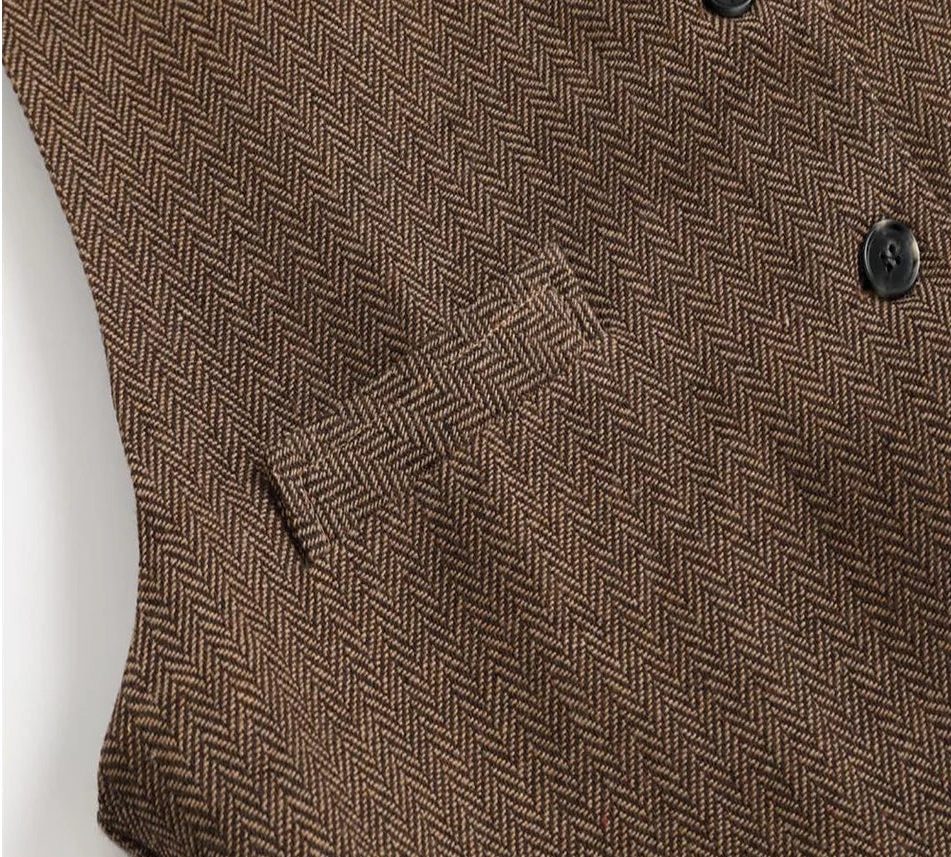Herringbone Wollen Gilet met Knoopsluiting voor Heren - View 3