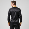 Satijnen Slim Fit Overhemd — back view (Zwart-Goud)
