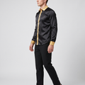 Satijnen Slim Fit Overhemd — side view (Zwart-Goud)