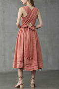 Linnen Mouwloze Maxi Jurk met Ronde Hals voor Dames