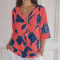 Abel | V-Hals Bloemen Blouse met Driekwartmouwen voor Dames