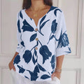 Abel | V-Hals Bloemen Blouse met Driekwartmouwen voor Dames