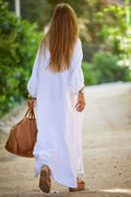 Aileen | V-Hals Maxi Jurk met Pofmouwen voor Dames