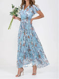 Agatha | Bloemen Maxi Jurk met Korte Mouwen voor Dames