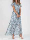 Agatha | Bloemen Maxi Jurk met Korte Mouwen voor Dames