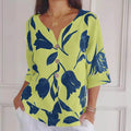 Abel | V-Hals Bloemen Blouse met Driekwartmouwen voor Dames