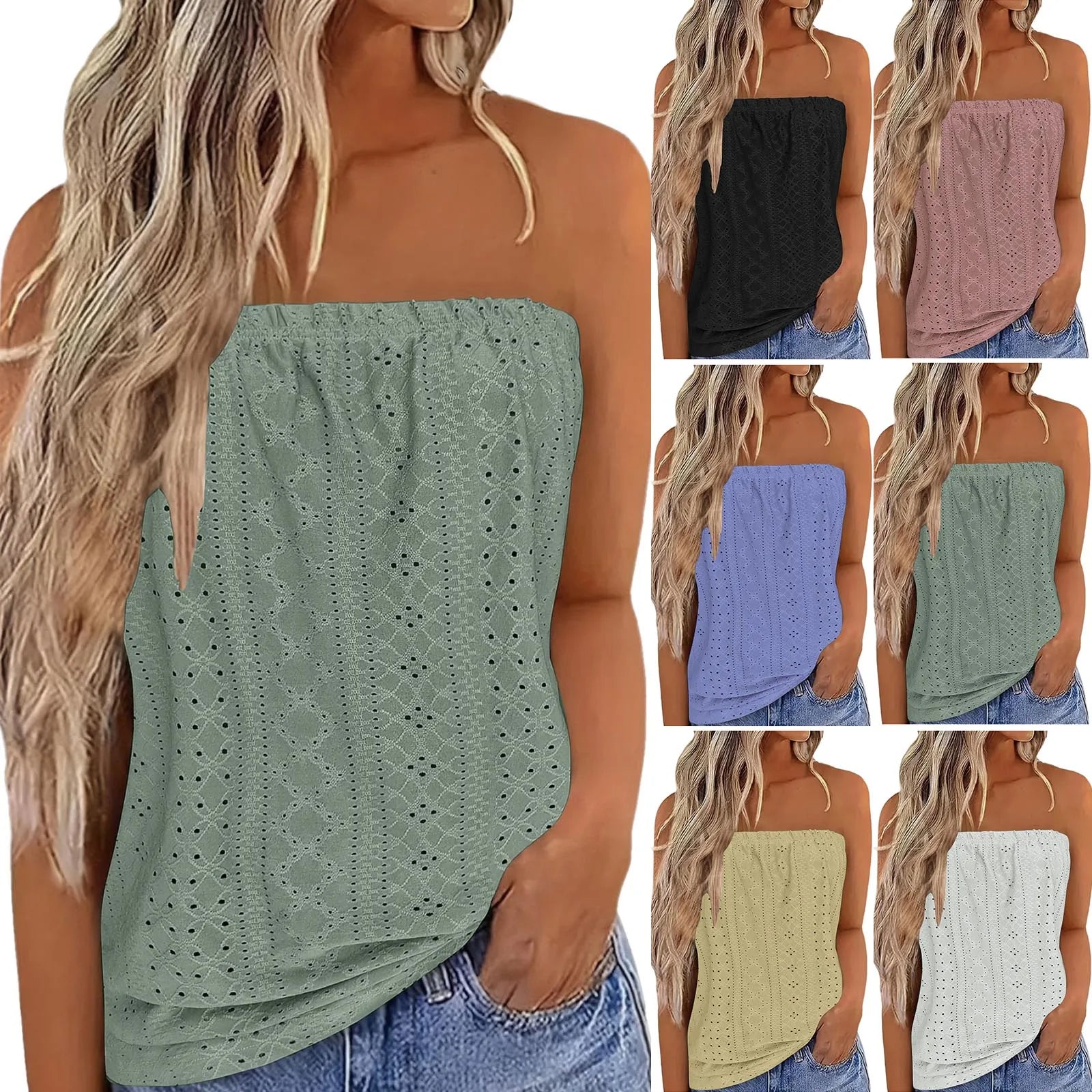 Adriana | Bandeau Geperforeerde Top voor Dames