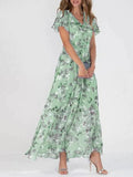 Agatha | Bloemen Maxi Jurk met Korte Mouwen voor Dames