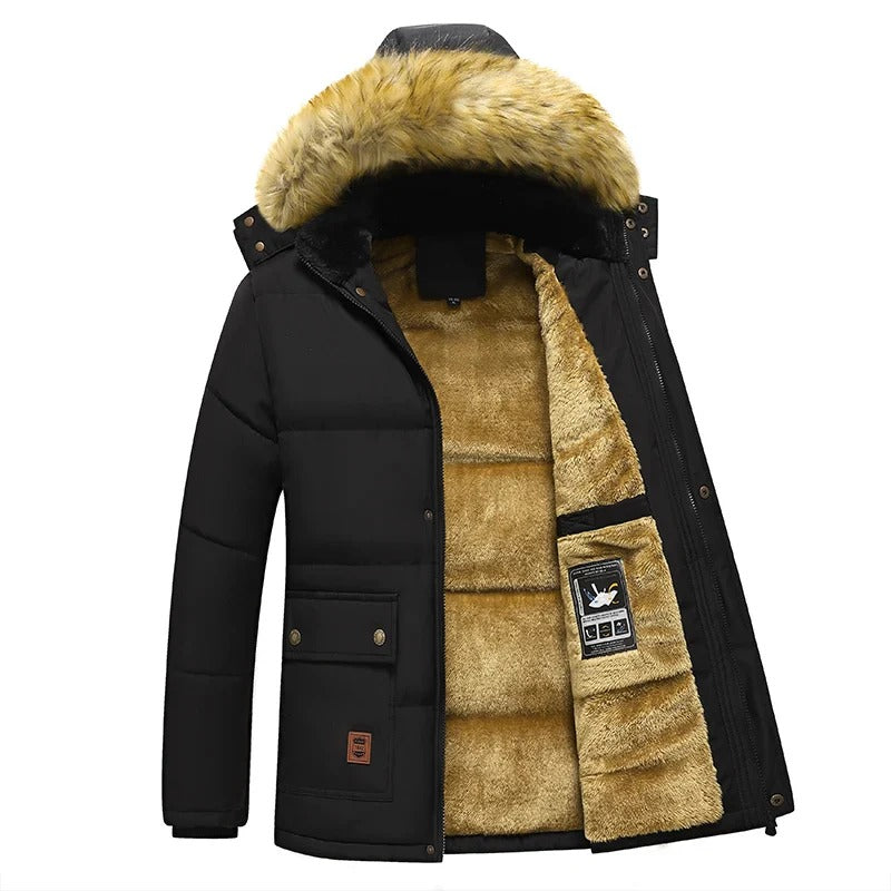 Gevoerde Parka Winterjas met Bontkraag voor Heren