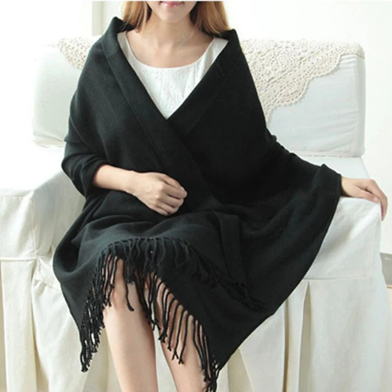 Wollen Omslagdoek met Franjes voor Dames