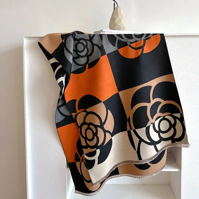 Grote Sjaal met Abstract Bloemen Patroon voor Dames