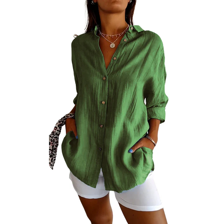 Loszittende Blouse voor Dames met Knopen Sluiting