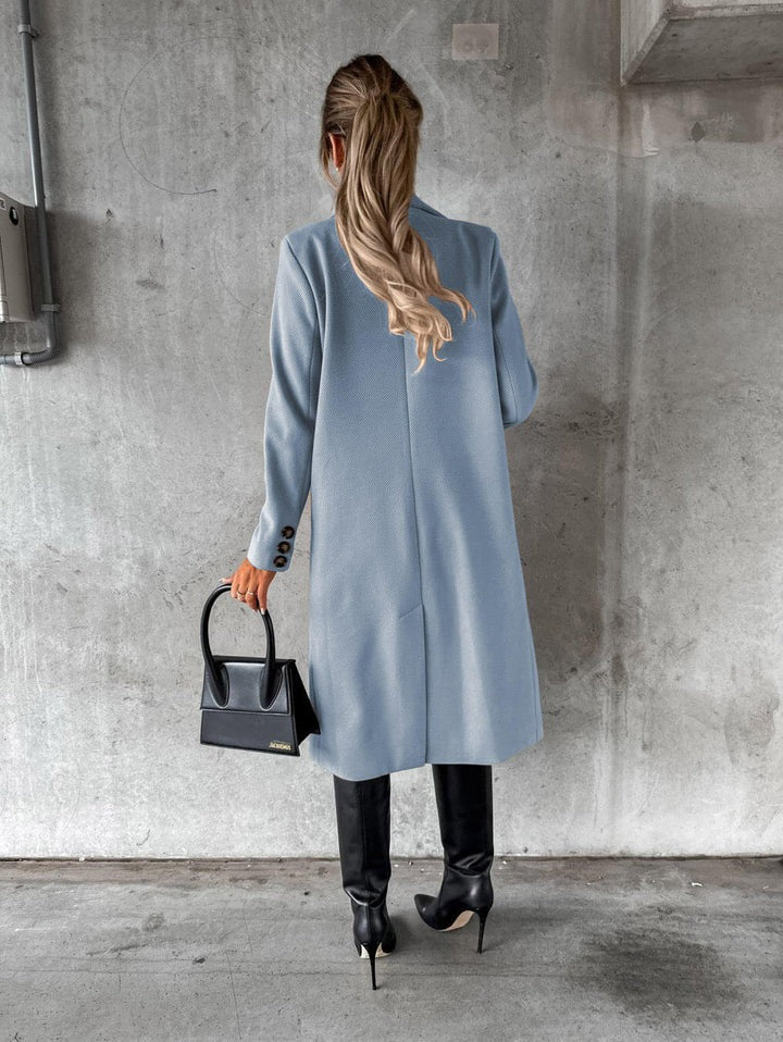 Elegante Lange Dames Jas met Knoopsluiting