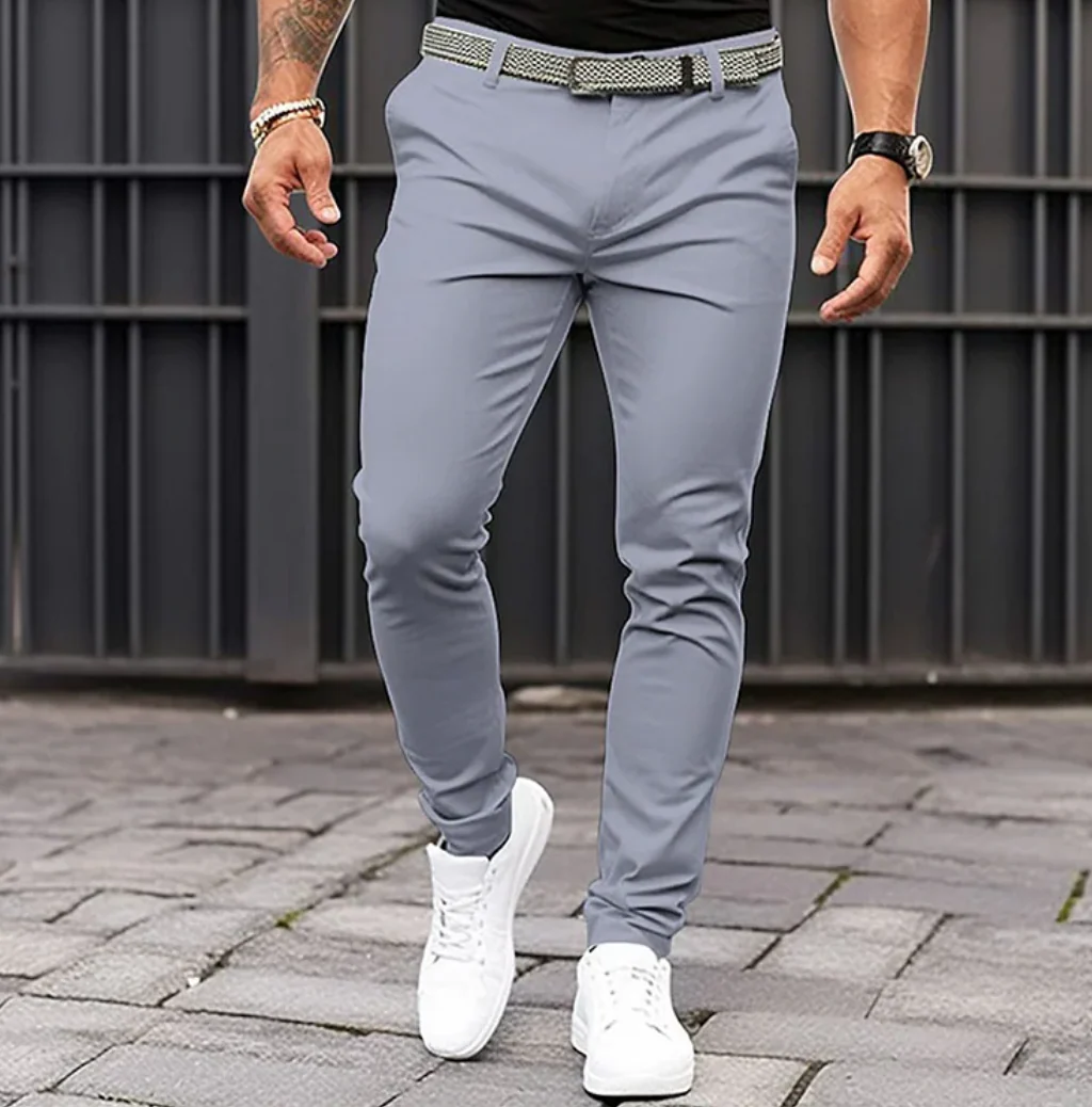 Slim Fit Chino Broek met Zakken voor Heren