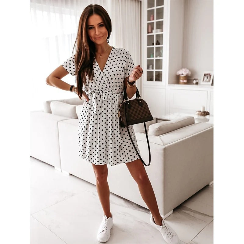 Boho Jurk met Stippen en Ceintuur voor Dames